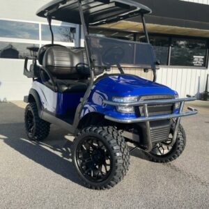 2018 CLUB CAR PRECEDENT LIFTED GAS, NEW ALPHA BLUE BODY Golf Cart Rear view