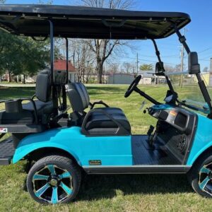 New Evolution Classic 4 Plus Sky Blue Golf Cart Side View