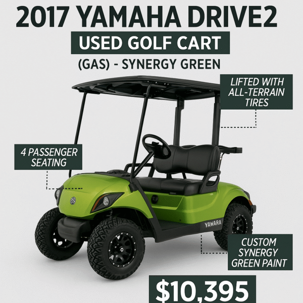 2017 Yamaha Drive2 Golf Cart %E2%80%93 Synergy Green %E2%80%93 Used Gas %E2%80%93 4 Seater %E2%80%93 Lifted Golf Carts Hub