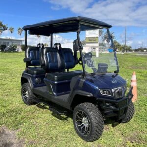 Front view of 2025 Evolution D5-Maverick 4 Blue Electric Golf Cart