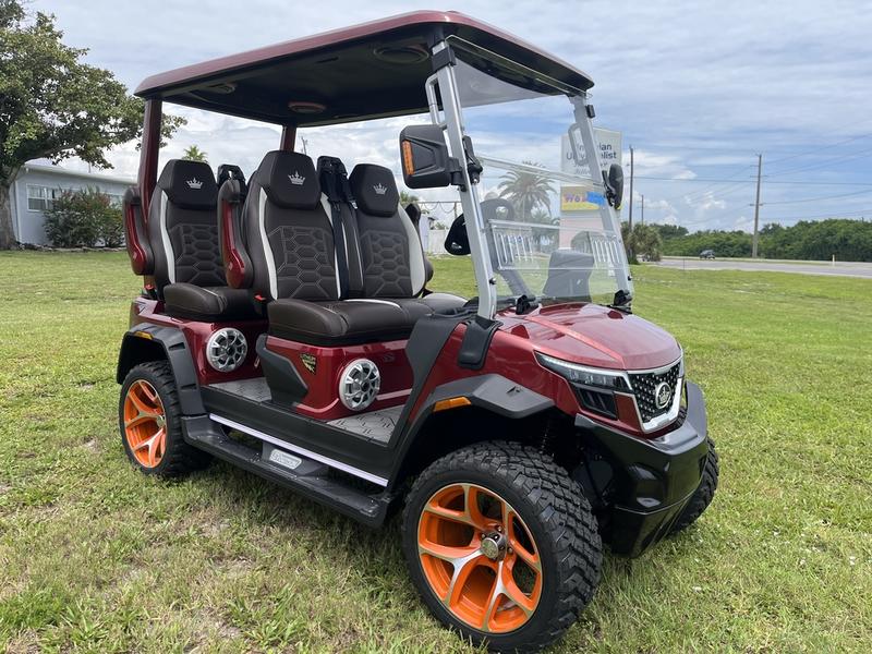 Street Legal 2025 Evolution D-Max Xt4 Red Golf Cart Texas Export Available 1 Rear View Of Xt4 Red Street-Legal Cart