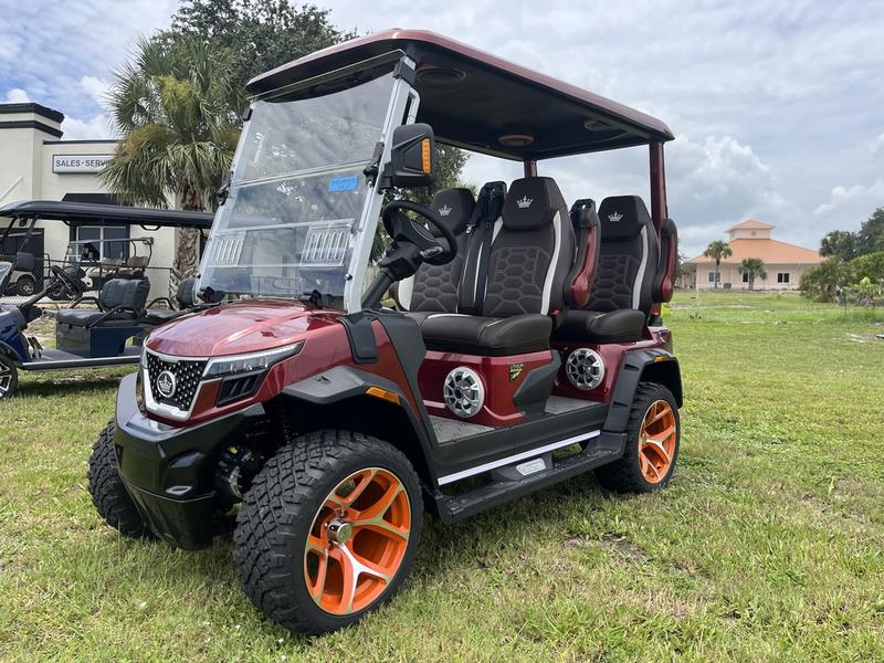 Street Legal 2025 Evolution D-Max Xt4 Red Golf Cart Texas Export Available 7 Front View Of Xt4 Red Street-Legal Golf Cart