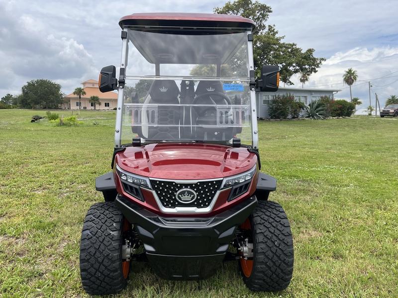 Street Legal 2025 Evolution D-Max Xt4 Red Golf Cart Texas Export Available 8 Side Profile Of Xt4 Red Electric Cart