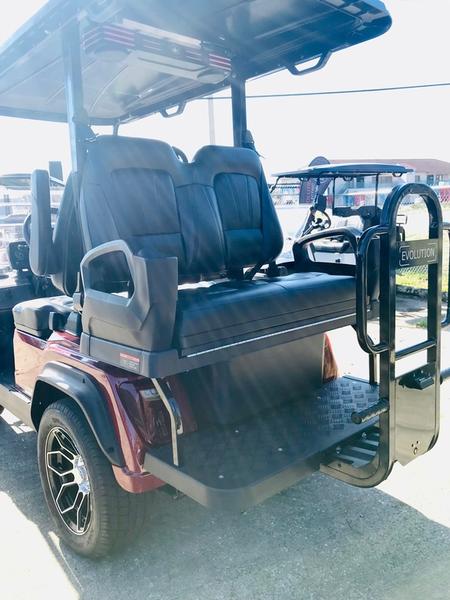 Street Legal 2025 Evolution D5-Ranger 2+2 Plus Red Golf Cart | North Carolina Nationwide Delivery 4 Evolution D5-Ranger 2+2 Plus Red Rear View