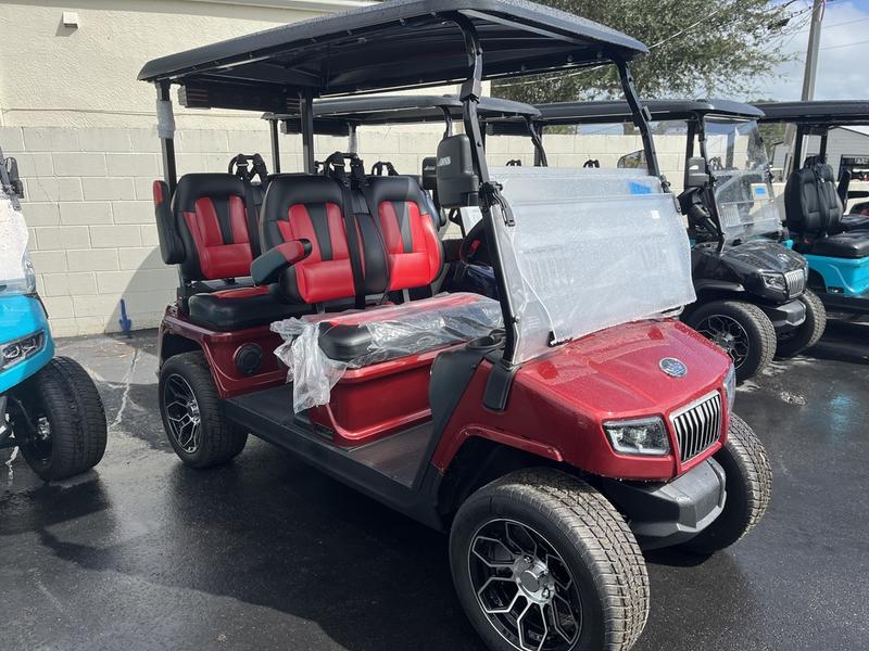 Street Legal 2025 Evolution D5-Ranger 4 Red Golf Cart Virginia 1 Side Profile Of 2025 Evolution D5-Ranger 4 Red Golf Cart