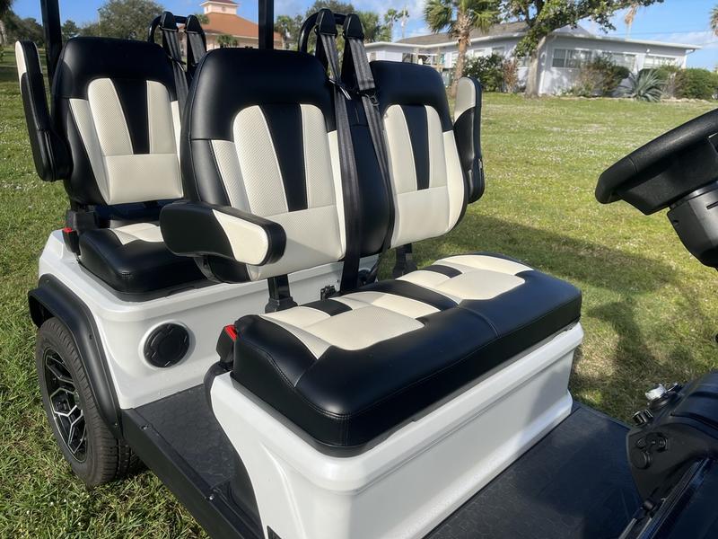 Street Legal 2025 Evolution D5-Ranger 4 White Golf Cart South Carolina Export Nationwide 5 Rear View Of 2025 Evolution D5-Ranger 4 White Golf Cart