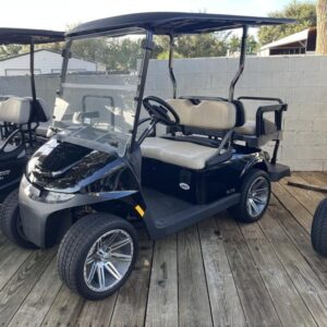 Side profile of 2025 E-Z-GO Freedom RXV ELiTE Lithium Black in Charlotte NC.