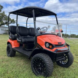 Front view of the 2025 E-Z-GO Liberty ELiTE Lithium Solar Flare in Charleston South Carolina.