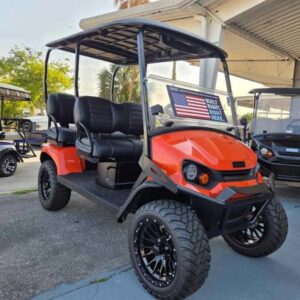 Front view of the 2025 E-Z-GO Liberty ELiTE Lithium Solar Flare in Charlotte, North Carolina.