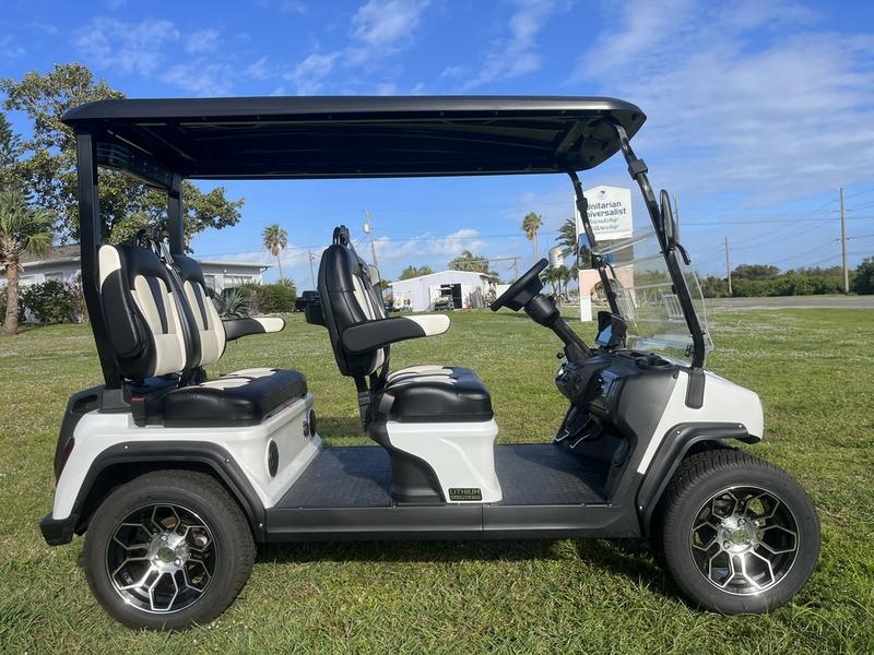 Street Legal 2025 Evolution D5-Ranger 4 White Golf Cart South Carolina Export Nationwide 7 Side Profile Of 2025 Evolution D5-Ranger 4 White Golf Cart