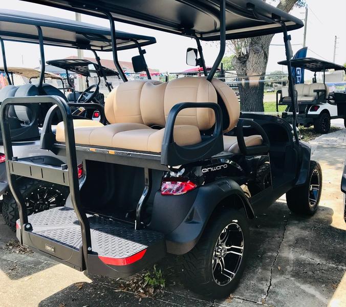 2026 Club Car Onward Lifted 4 Passenger Gas – Black Premium Seats California 3 Led Lighting And Headlight View